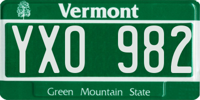 VT license plate YXO982