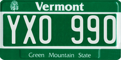 VT license plate YXO990