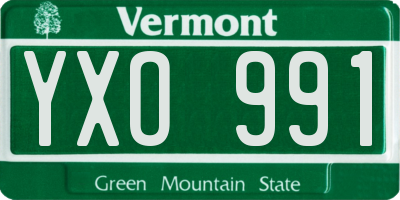 VT license plate YXO991
