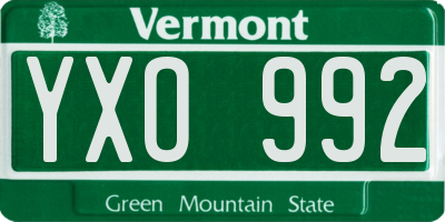 VT license plate YXO992
