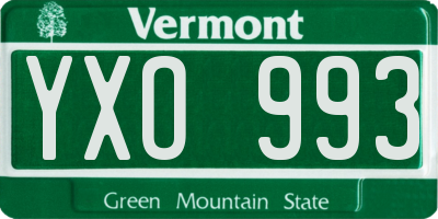VT license plate YXO993