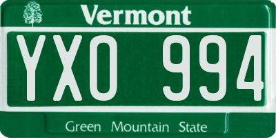 VT license plate YXO994