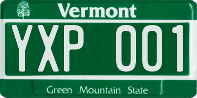 VT license plate YXP001