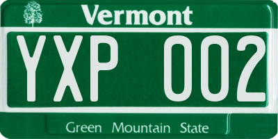 VT license plate YXP002