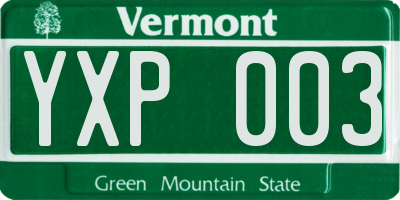 VT license plate YXP003