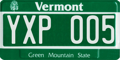 VT license plate YXP005