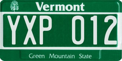 VT license plate YXP012