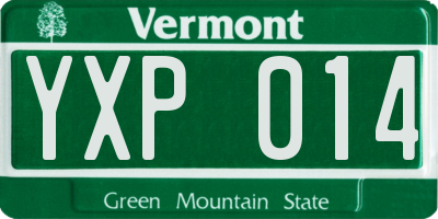 VT license plate YXP014