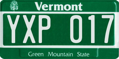 VT license plate YXP017