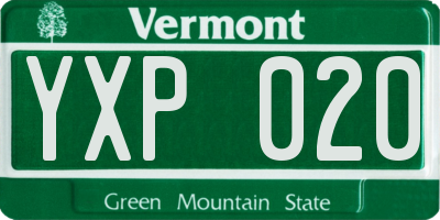VT license plate YXP020