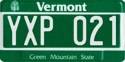 VT license plate YXP021