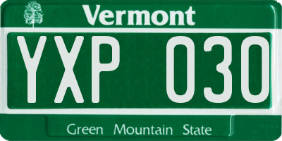 VT license plate YXP030