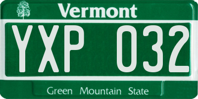 VT license plate YXP032