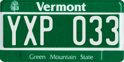 VT license plate YXP033