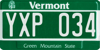 VT license plate YXP034