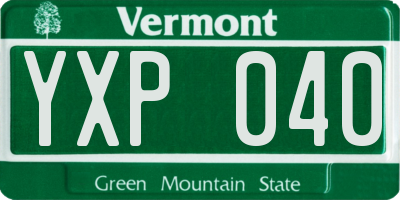 VT license plate YXP040