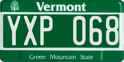 VT license plate YXP068