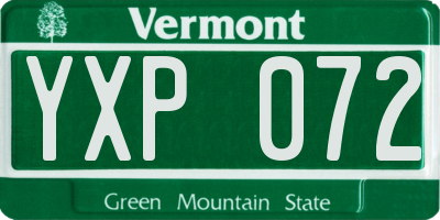 VT license plate YXP072