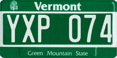 VT license plate YXP074