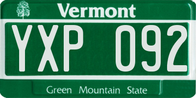 VT license plate YXP092