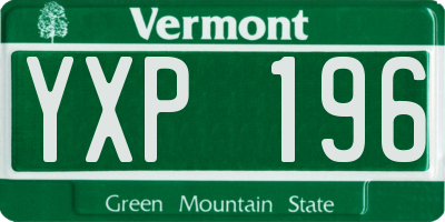 VT license plate YXP196