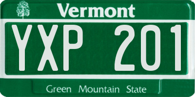 VT license plate YXP201