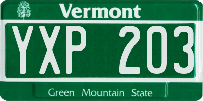 VT license plate YXP203