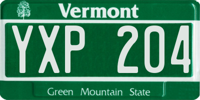 VT license plate YXP204