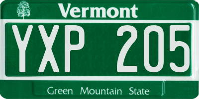 VT license plate YXP205