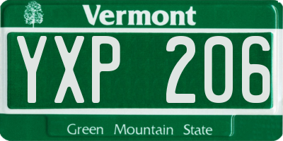 VT license plate YXP206