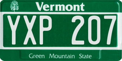 VT license plate YXP207