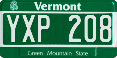 VT license plate YXP208