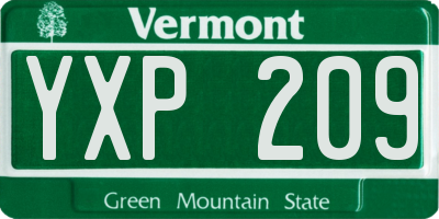 VT license plate YXP209