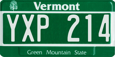 VT license plate YXP214