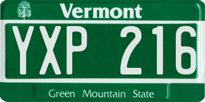 VT license plate YXP216