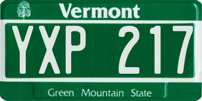 VT license plate YXP217