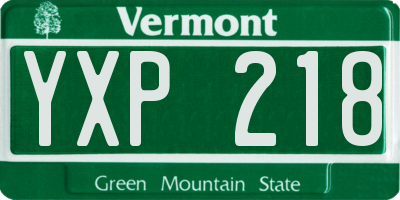 VT license plate YXP218
