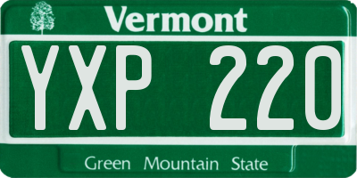 VT license plate YXP220