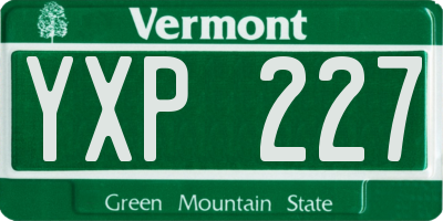 VT license plate YXP227