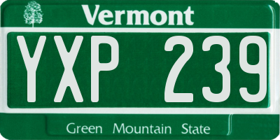 VT license plate YXP239