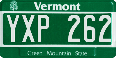 VT license plate YXP262