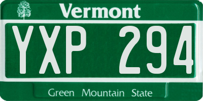 VT license plate YXP294