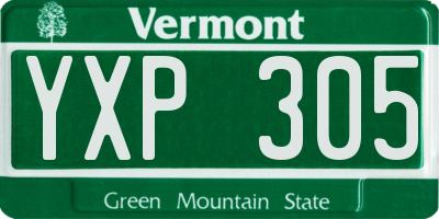 VT license plate YXP305