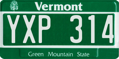 VT license plate YXP314