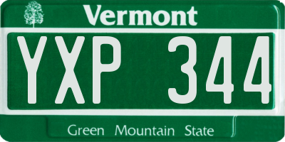 VT license plate YXP344