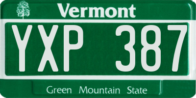 VT license plate YXP387