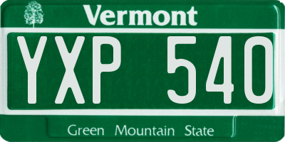 VT license plate YXP540