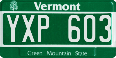 VT license plate YXP603