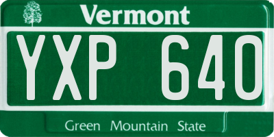 VT license plate YXP640