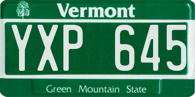 VT license plate YXP645